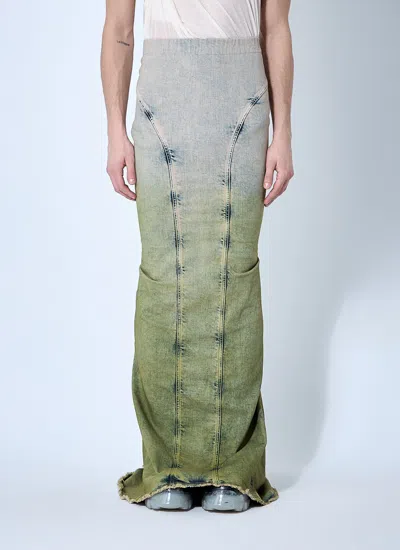 Moncler X Rick Owens Men Acid Degrade Al Maxi Skirt In Blue