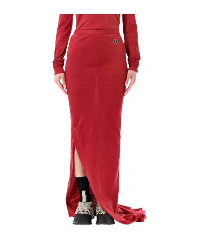 Moncler X Rick Owens Moncler  Rick Owens Drawstring Ruched Maxi Skirt In Red