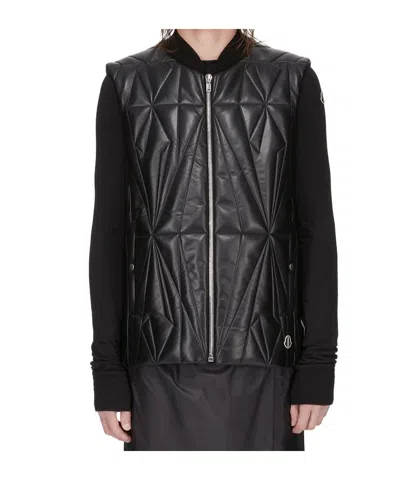 Moncler X Rick Owens Moncler  Rick Owens Geocamo Zip-up Flight Vest In Black