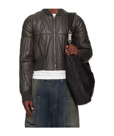 Moncler X Rick Owens Woven Geocamo Cropped Jacket In Brown
