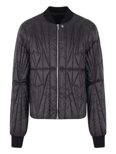 Moncler X Rick Owens Quilted Geometric Design Bomber Jacket For Her In Gray