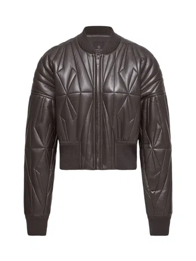 Moncler X Rick Owens Quilted Leather Bomber Jacket For Women In Brown