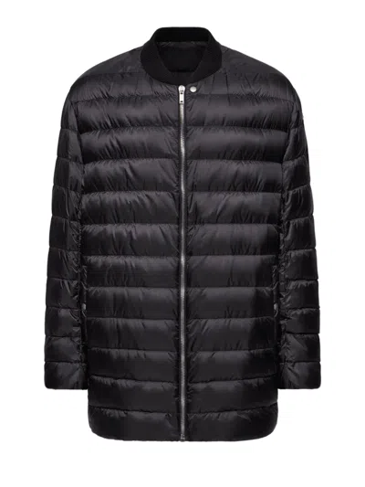 Moncler X Rick Owens Quilted Zip-up Down Jacket With Ribbed Collar For Women In Black