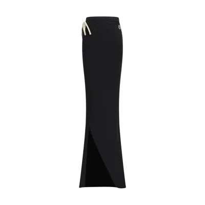 Moncler X Rick Owens Side-drawstring Cotton Jersey Skirt In Black