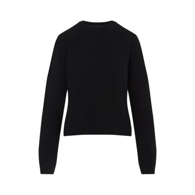 Moncler X Rick Owens Slightly Cropped Black Sweater With Crew Neckline