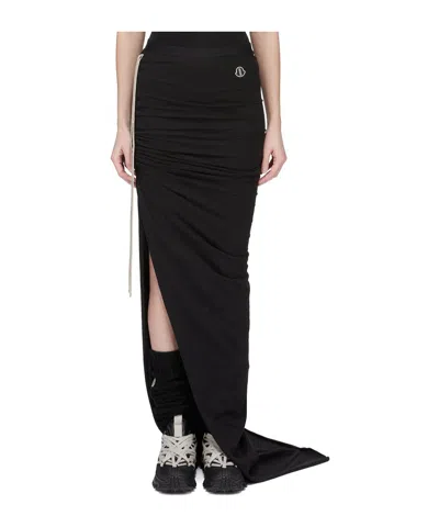Moncler X Rick Owens Striped Knit Long Skirt In Black