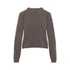 Moncler X Rick Owens Cropped Brown Knit Sweater With Round Neckline In Grey