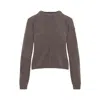 Moncler X Rick Owens Cropped Brown Knit Sweater With Round Neckline In Grey
