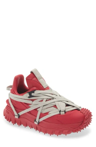 Moncler X Rick Owens Trailgrip Megalace Low Top Sneaker In Red
