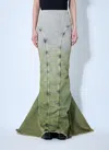 Moncler X Rick Owens Gradient-effect Denim Maxi Skirt In Green