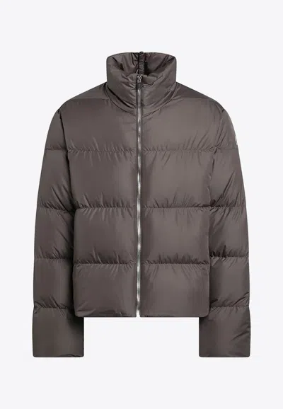 Moncler X Rick Owens Zip-up Down Jacket In Brown