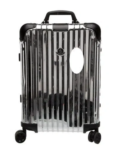Pre-owned Moncler X Rimowa Men's Grey Metallic Rolling Suitcase In Silver