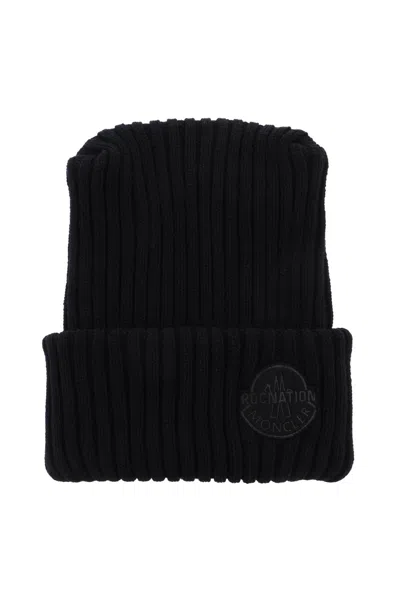 Moncler X Roc Nation By Jay-z Tricot Beanie Hat In Nero