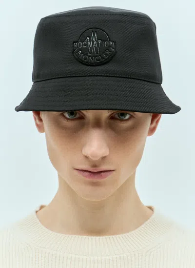 Moncler X Roc Nation Designed By Jay-z Logo Patch Bucket Hat In Black
