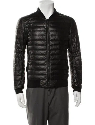 Pre-owned Moncler X The Rolling Stones Lamb Leather Bomber Jacket In Black