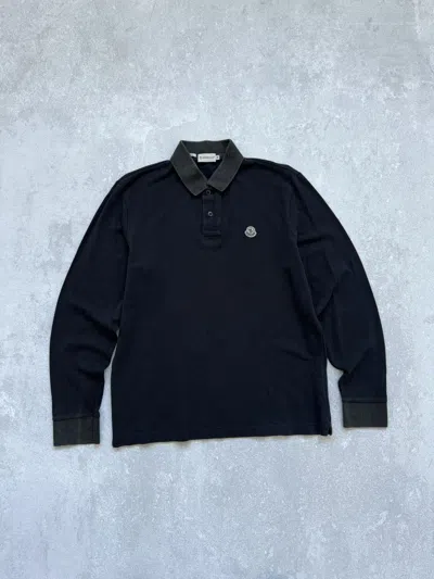 Pre-owned Moncler X Vintage Moncler Maglia Polo Manica Lunga Long Sleeve Polos In Dark Blue