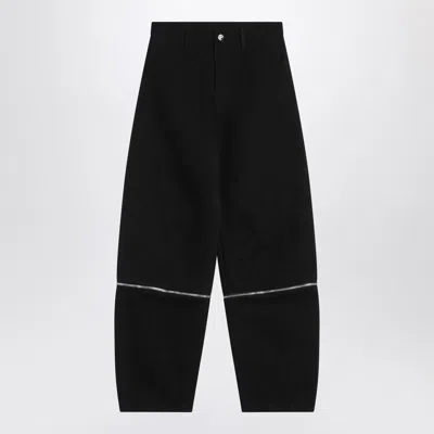 MONCLER X WILLOW SMITH BLACK TROUSERS WITH ZIP DETAIL