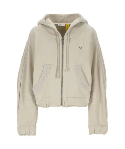 Moncler X Willow Smith Eyelet Zipped Hoodie In Nude