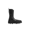 Moncler Leather Logo Boots In Noir
