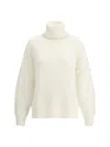 Moncler Shell-trimmed Ribbed Wool Turtleneck Sweater In White