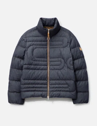Moncler Xiaohai Snake-quilted Denim Short Down Jacket In Blue