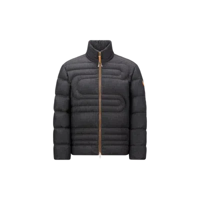 Moncler Xiaohai Snake-quilted Denim Short Down Jacket Blue