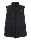 Moncler 'xihu' Black Sleeveless Down Jacket With Logo Patch On The Front In Tech Fabric Woman In Black