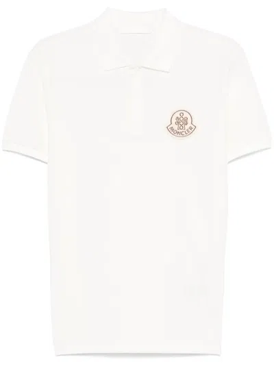 Moncler Year Of The Snake-patch Cotton Polo Shirt In White