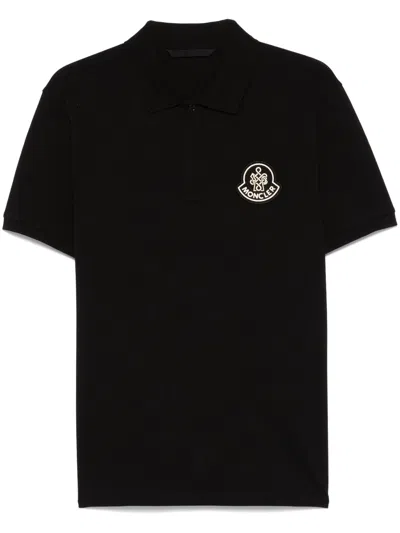 Moncler Year Of The Snake-patch Polo Shirt In Schwarz