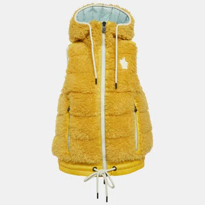 Pre-owned Moncler Yellow Faux Shearling Teddy Down Gilet Xs