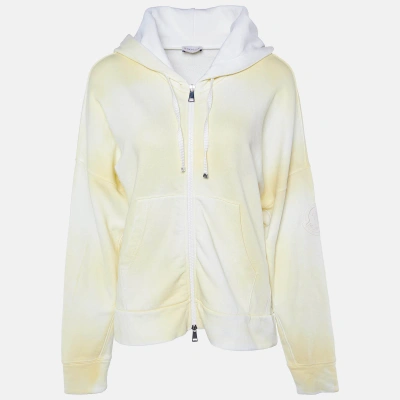 Pre-owned Moncler Yellow Tie-dye Cotton Zip Up Hooded Cardigan S