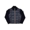 Moncler Ylon And Wool Cardigan Kids In Blue