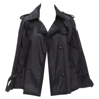 Pre-owned Moncler Yukiko Giubbotto Black Snap Buttons Collared Windbreaker Poncho Sz.0 Xs
