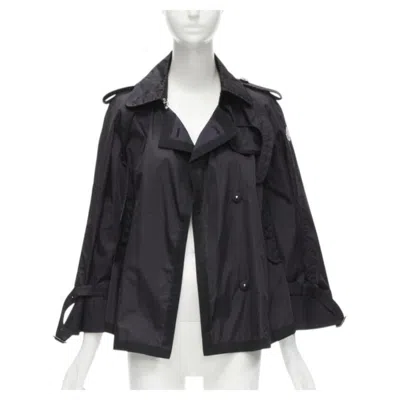 Pre-owned Moncler Yukiko Giubbotto Black Snap Buttons Collared Windbreaker Poncho Sz.0 Xs
