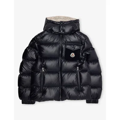 Moncler Kids' Yule Hooded Down Jacket 4-14 Years Navy In Blue