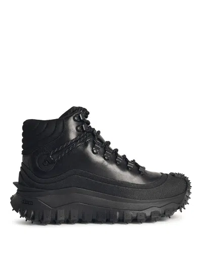 Moncler Trailgrip High Sneakers In Black Leather