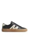 Moncler Monaco2 Low-top Leather Sneakers In Gris Oscuro
