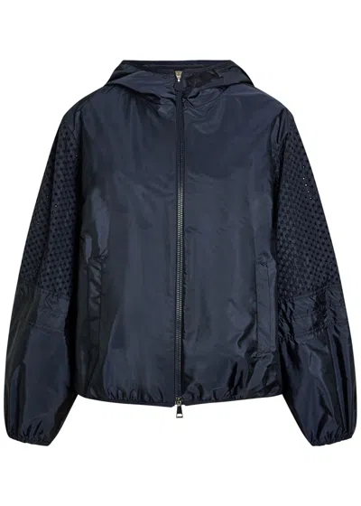 Moncler Zelkova Embroidered Nylon Jacket In Blue