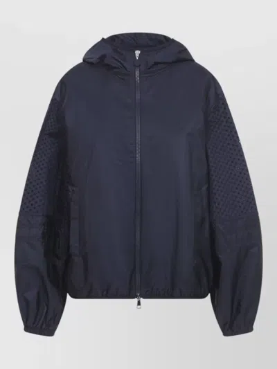 Moncler Zelkova Hooded Jacket Balloon Sleeves In Blue