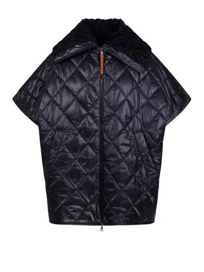 Moncler Quilted Cape In Black