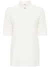 Moncler Zip Cotton T-shirt In Neutrals