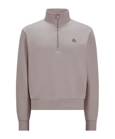 Moncler Zip Detailed High Neck Sweatshirt In Pink