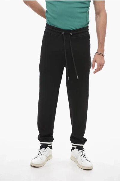Moncler Zip-detailed Joggers With Striped Detail In Black