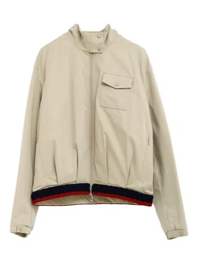Moncler Zip-fastening Banded Jacket In Neutral