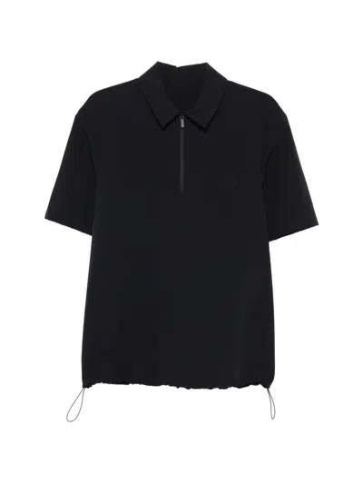 Moncler Zip-fastening Drawstring-hem Polo Shirt In Black