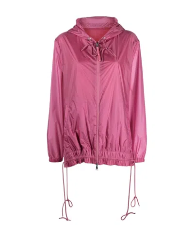 Moncler Zip-fastening Hooded Jacket In Red