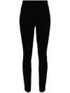 Moncler Brand-embossed Slim-fit High-rise Stretch-woven Leggings In Black