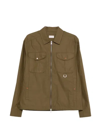 Moncler Zip Flap-pocket Jacket In Brown