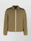 Moncler Zip Front Quilted Seersucker Shirt In Brown