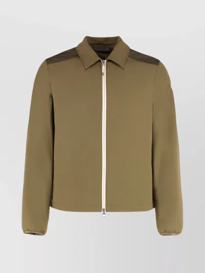 MONCLER ZIP FRONT QUILTED SEERSUCKER SHIRT